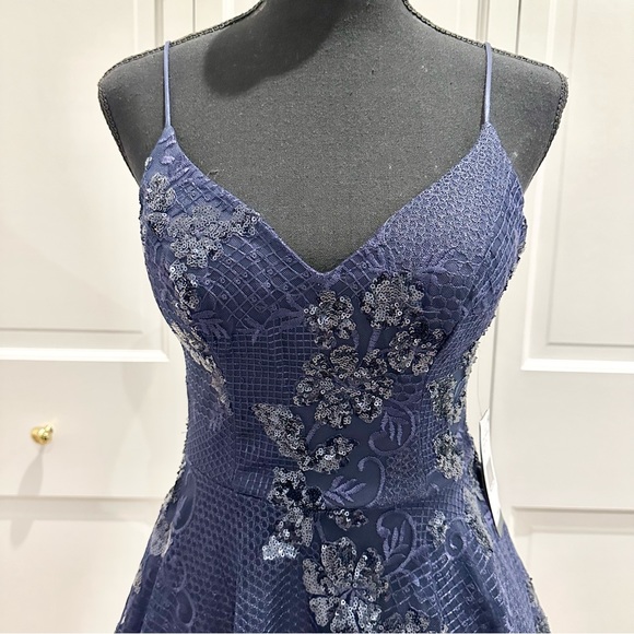 NWT City Vibe Lace-Sequin-Embroidered Mesh Overlay Fit-And-Flare Party Dress - Picture 12 of 15